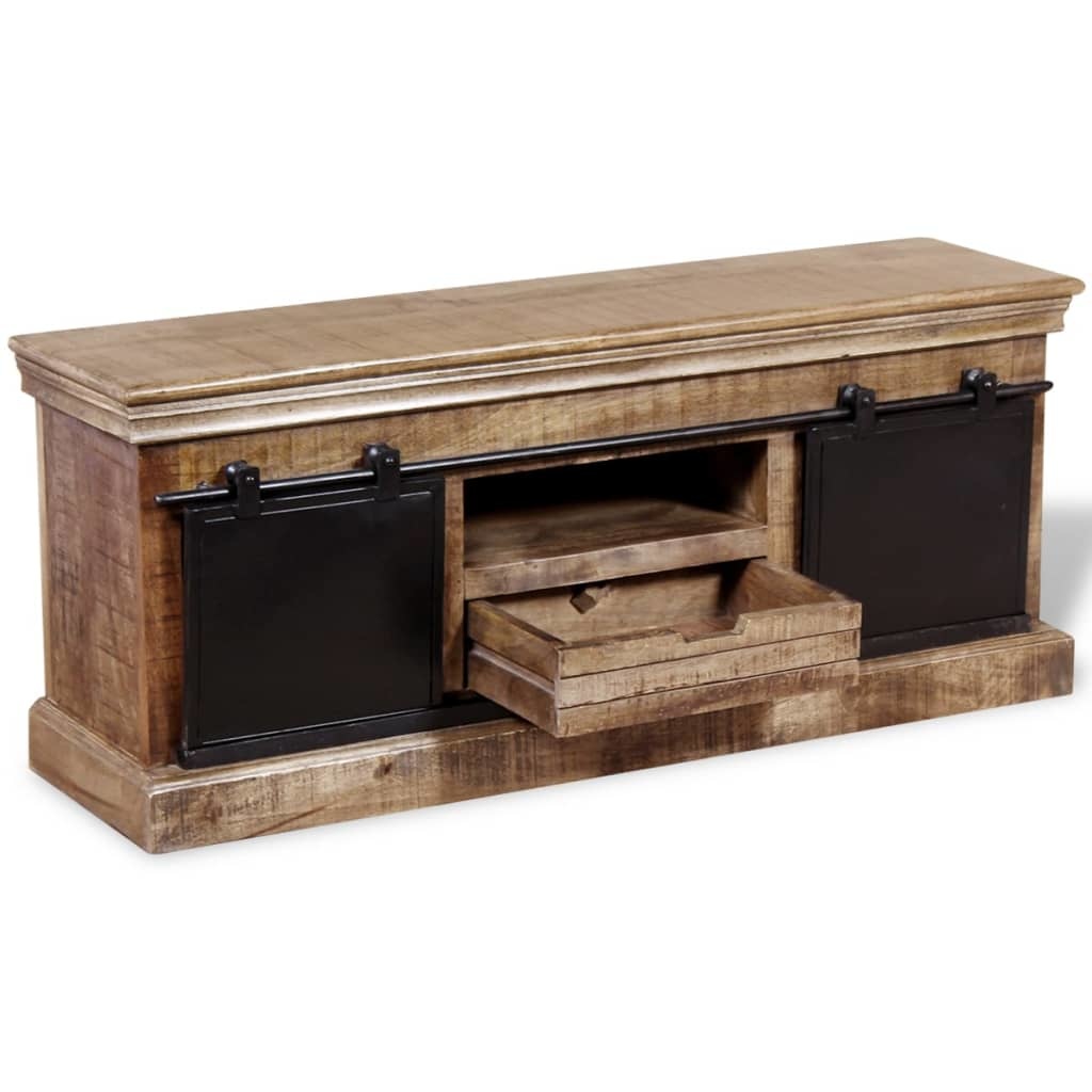 vidaXL Tv-meubel met 2 schuifdeuren 110x30x45 cm massief mangohout