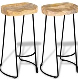 VidaXL Gavin barkruk massief mangohout 2 st