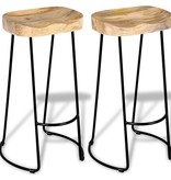 VidaXL Gavin barkruk massief mangohout 2 st