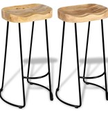 VidaXL Gavin barkruk massief mangohout 2 st