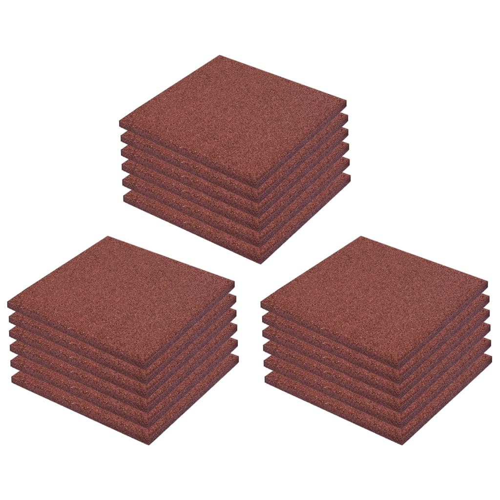 vidaXL Valtegels 18 st 50x50x3 cm rubber rood