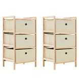 VidaXL Opbergrekken met 3 stoffen manden 2 st cederhout beige