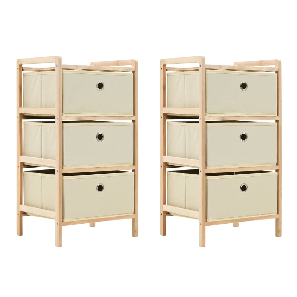 VidaXL Opbergrekken met 3 stoffen manden 2 st cederhout beige