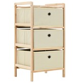 VidaXL Opbergrekken met 3 stoffen manden 2 st cederhout beige
