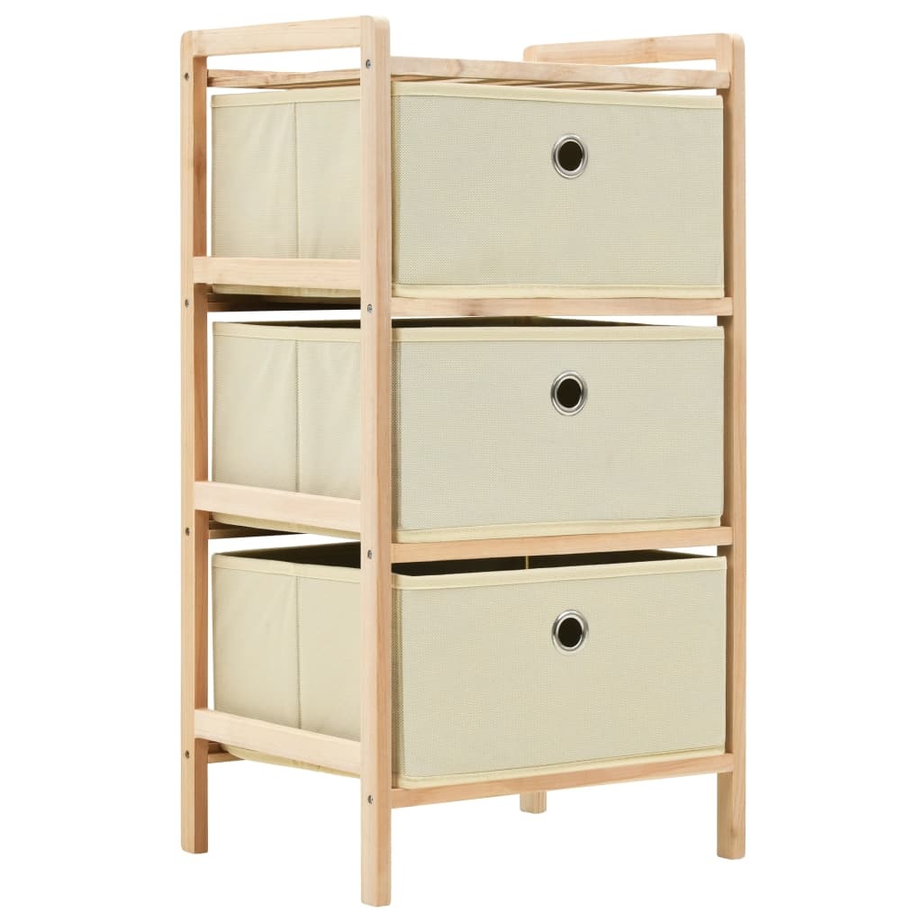 VidaXL Opbergrekken met 3 stoffen manden 2 st cederhout beige