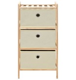 VidaXL Opbergrekken met 3 stoffen manden 2 st cederhout beige