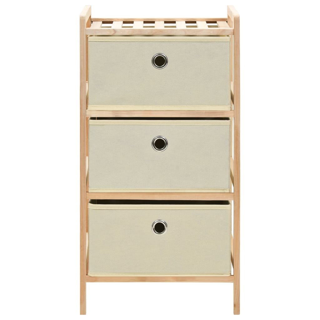 VidaXL Opbergrekken met 3 stoffen manden 2 st cederhout beige