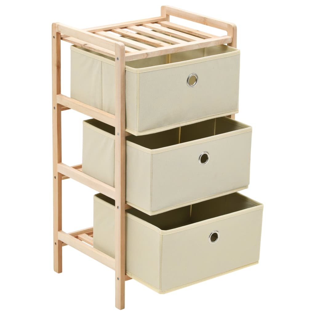 VidaXL Opbergrekken met 3 stoffen manden 2 st cederhout beige