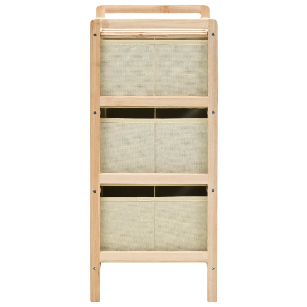 VidaXL Opbergrekken met 3 stoffen manden 2 st cederhout beige