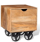 VidaXL Bijzettafel met lade en wieltjes 40x40x45 cm mangohout