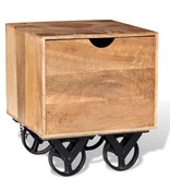 VidaXL Bijzettafel met lade en wieltjes 40x40x45 cm mangohout