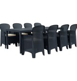 VidaXL 9-delige Tuinset rattan-look kunststof antraciet