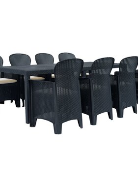 VidaXL 9-delige Tuinset rattan-look kunststof antraciet