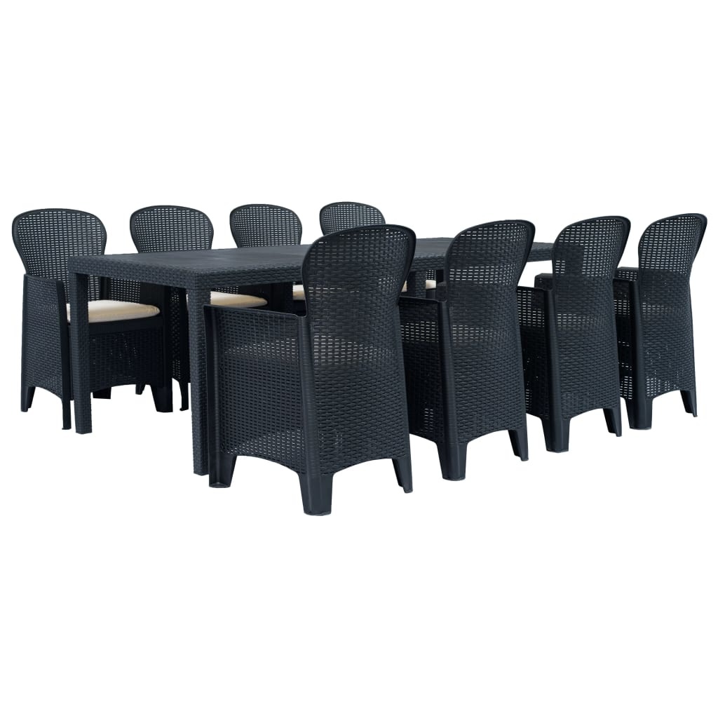 VidaXL 9-delige Tuinset rattan-look kunststof antraciet