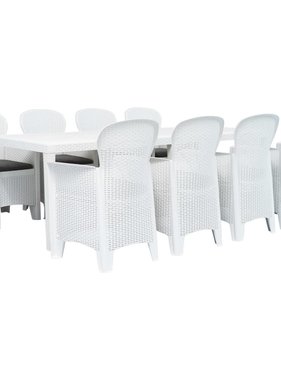 VidaXL 9-delige Tuinset rattan-look kunststof wit
