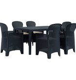 VidaXL 7-delige Tuinset rattan-look kunststof antraciet