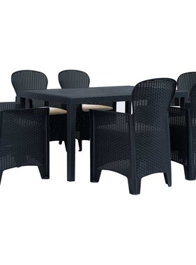 VidaXL 7-delige Tuinset rattan-look kunststof antraciet