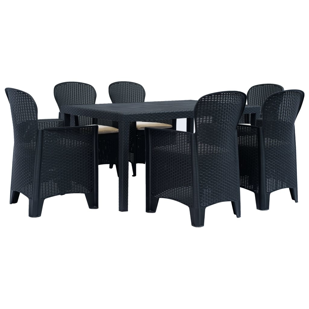 VidaXL 7-delige Tuinset rattan-look kunststof antraciet