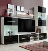 vidaXL Muurvitrine tv-meubel met LED-verlichting zwart 5-delig