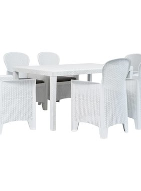 VidaXL 7-delige Tuinset rattan-look kunststof wit