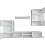 vidaXL Muurvitrine tv-meubel met LED-verlichting wit 5-delig