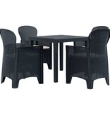 VidaXL 5-delige Tuinset rattan-look kunststof antraciet