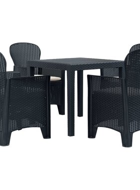 VidaXL 5-delige Tuinset rattan-look kunststof antraciet