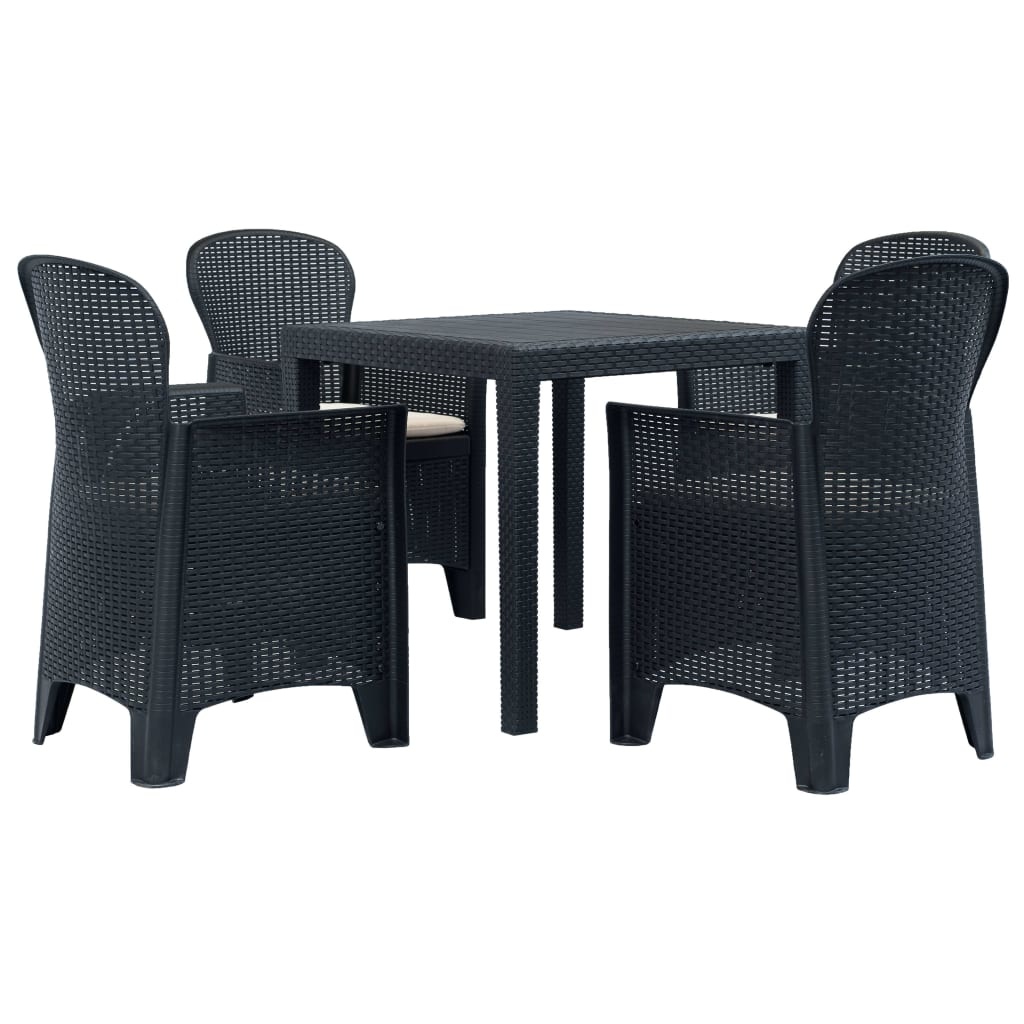 VidaXL 5-delige Tuinset rattan-look kunststof antraciet