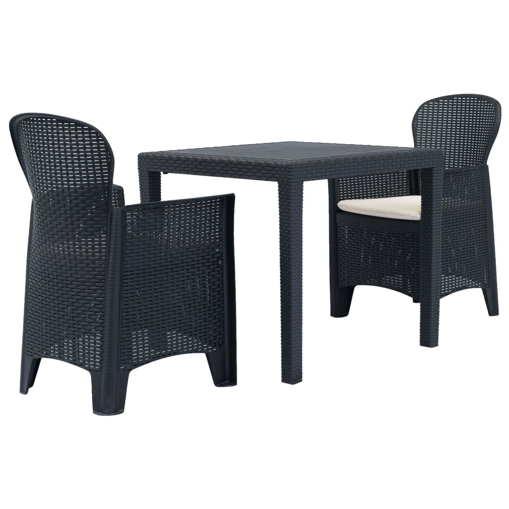 VidaXL 3-delige Tuinset rattan-look kunststof antraciet