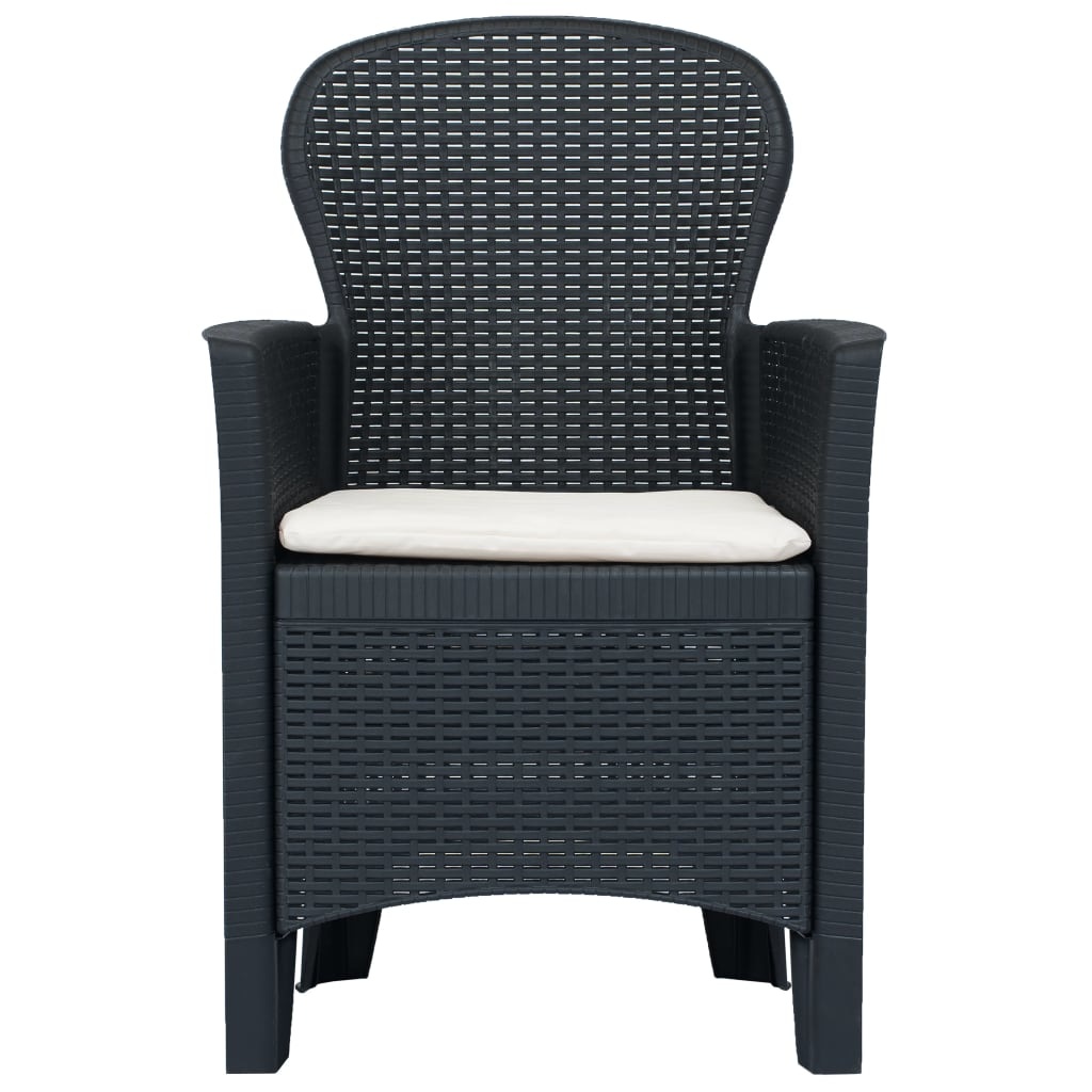 VidaXL 3-delige Tuinset rattan-look kunststof antraciet