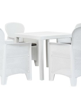 vidaXL 5-delige Tuinset rattan-look kunststof wit