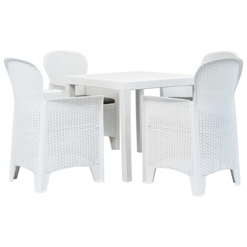 VidaXL 5-delige Tuinset rattan-look kunststof wit