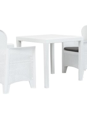 vidaXL 3-delige Bistroset rattan-look kunststof wit