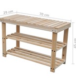 vidaXL Schoenenrekken met bank 2 st massief hout