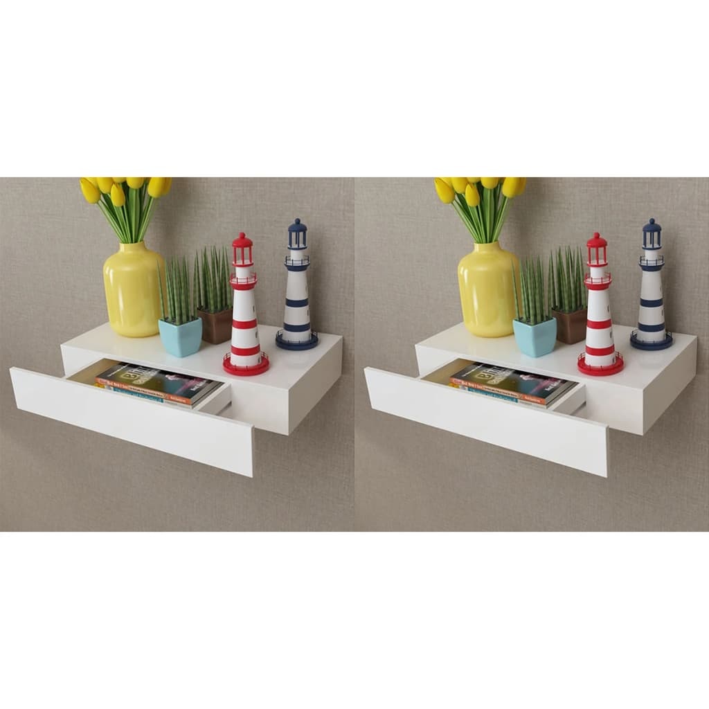 VidaXL Wandplanken zwevend met lades 2 st 48 cm wit