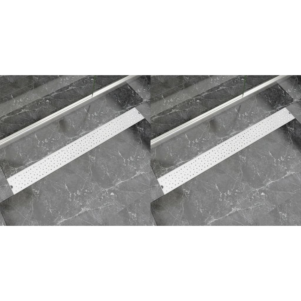 VidaXL Doucheafvoer 2 st rechthoekig bubbel 1030x140mm roestvrij staal