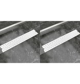 VidaXL Doucheafvoer 2 st rechthoekig bubbel 630x140 mm roestvrij staal