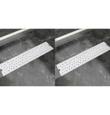 VidaXL Doucheafvoer 2 st rechthoekig bubbel 530x140 mm roestvrij staal