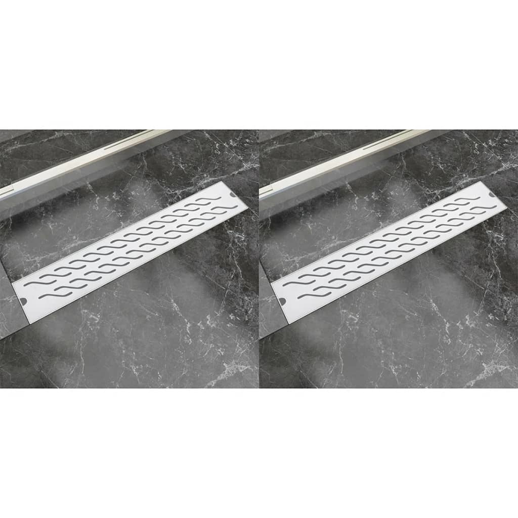 VidaXL Doucheafvoer 2 st rechthoekig golvend 630x140 mm roestvrij staal