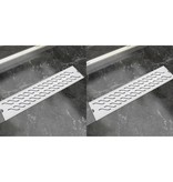 VidaXL Doucheafvoer 2 st rechthoekig golvend 530x140 mm roestvrij staal