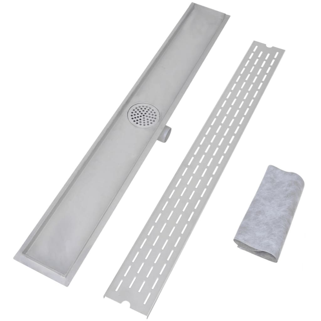 VidaXL Doucheafvoer 2 st rechthoekig lijn 1030x140 mm roestvrij staal