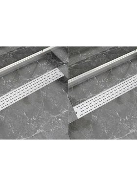 VidaXL Doucheafvoer 2 st rechthoekig lijn 830x140 mm roestvrij staal