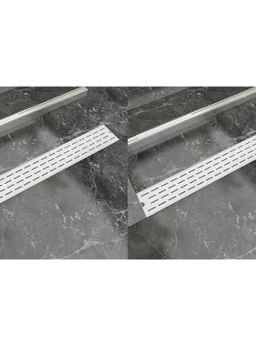 VidaXL Doucheafvoer 2 st rechthoekig lijn 730x140 mm roestvrij staal