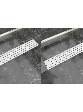 VidaXL Doucheafvoer 2 st rechthoekig lijn 630x140 mm roestvrij staal