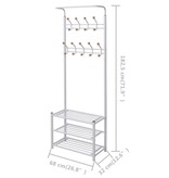 vidaXL Kledingrek met schoenenopberger 68x32x182,5 cm wit