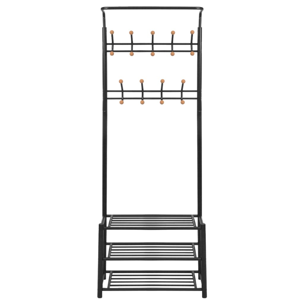 vidaXL Kledingrek met schoenenopberger 68x32x182,5 cm zwart