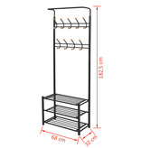 vidaXL Kledingrek met schoenenopberger 68x32x182,5 cm zwart