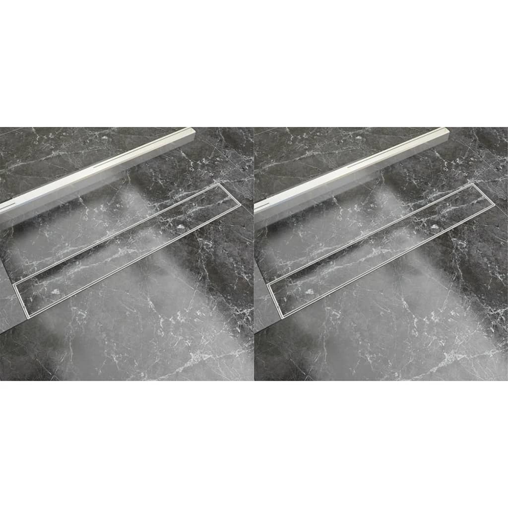 VidaXL Doucheafvoer 2 st rechthoekig 730x140 mm roestvrij staal