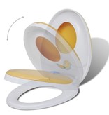 vidaXL Toiletbril met soft-closedeksel 2 st kunststof wit en geel