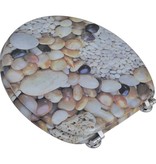 VidaXL Toiletbrillen met deksels 2 st kiezelstenen MDF